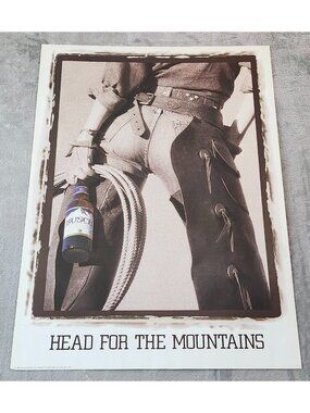 VTG BUSCH BEER  POSTER VINTAGE HEAD FOR THE MOUNTAINS Cowgirl's Behind 20x28